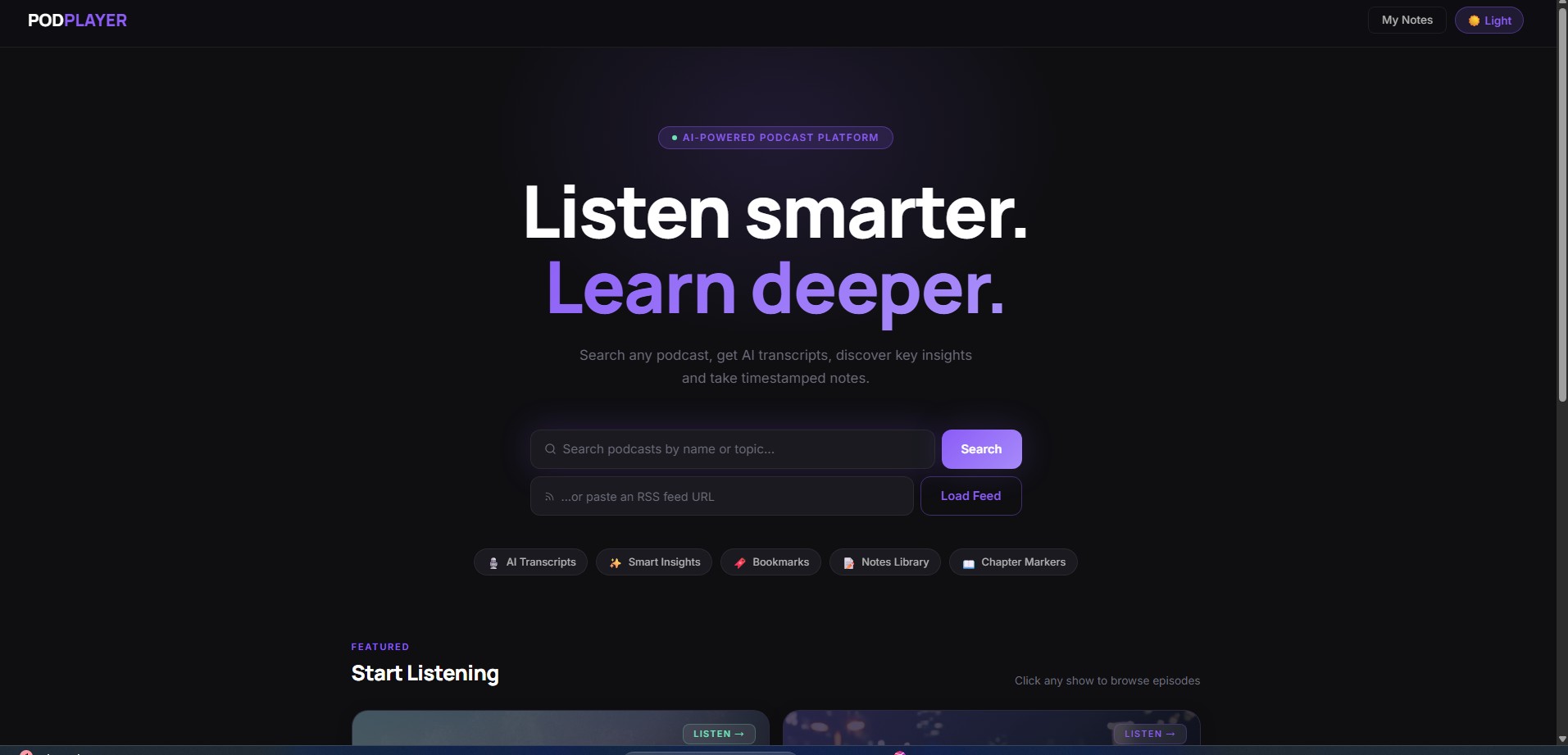 PodPlayer App Interface